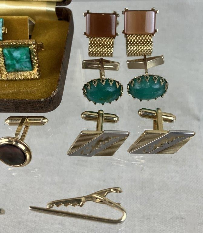 Assortment of Gold-tone Cuff Links Including Tally Hi - 3