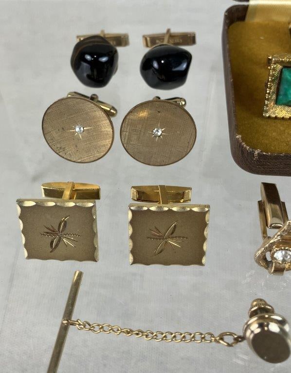 Assortment of Gold-tone Cuff Links Including Tally Hi - 4