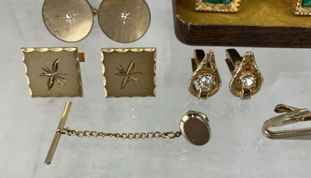 Assortment of Gold-tone Cuff Links Including Tally Hi - 5