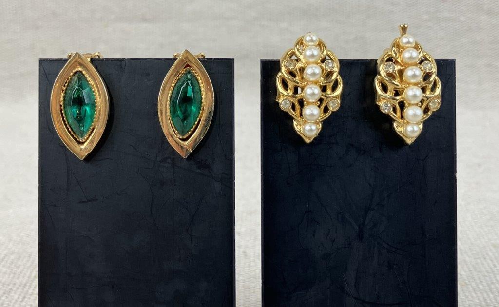 Vintage Costume Earrings with Velvet Box Including Sarah Coventry - 6