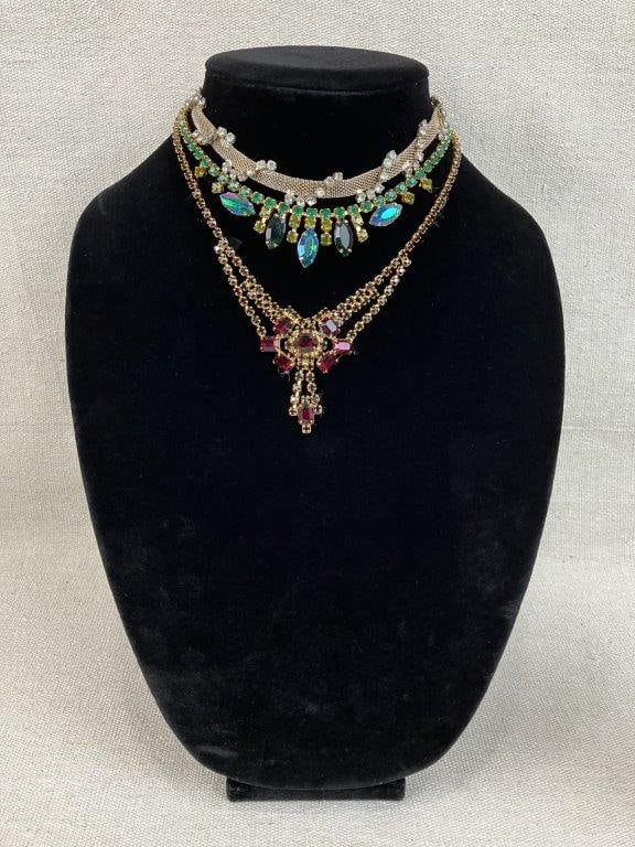 Assortment of Vintage Jewelry with Leather Jewelry Box - 2