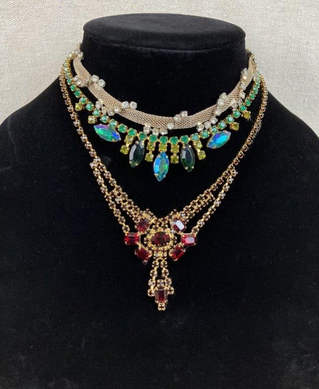 Assortment of Vintage Jewelry with Leather Jewelry Box - 3