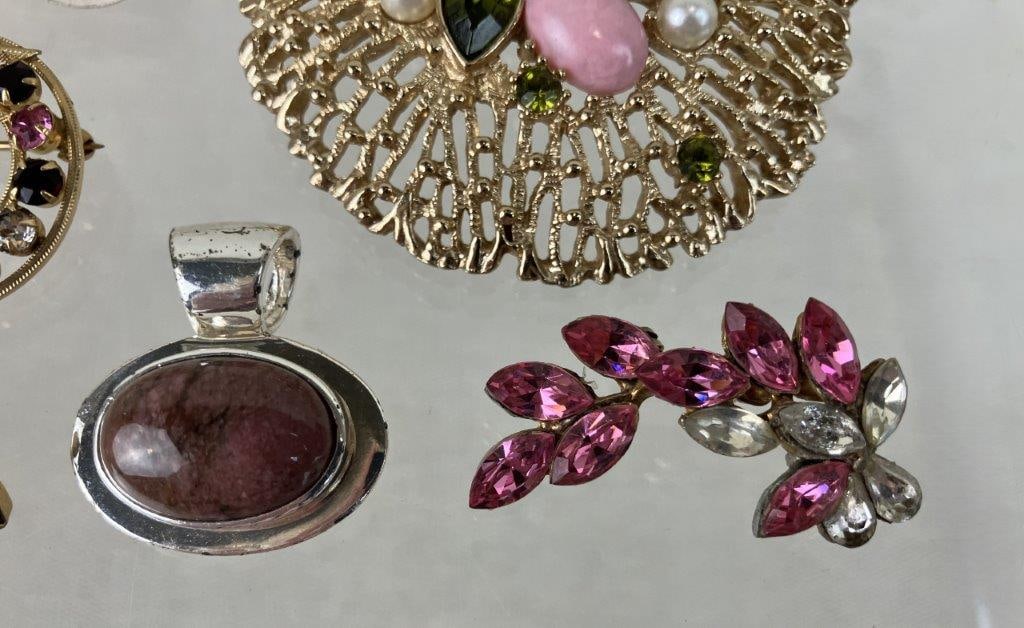 Assortment of Pink and Gold Tone Jewelry Including Sarah Coventry and Avon - 10