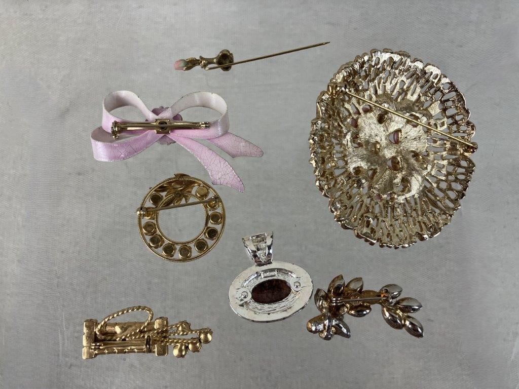 Assortment of Pink and Gold Tone Jewelry Including Sarah Coventry and Avon - 12