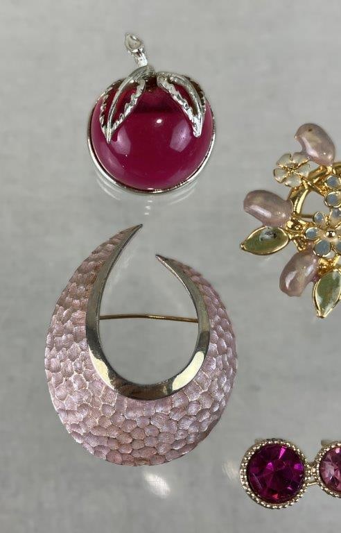 Pink Themed Costume Jewelry Assortment Including Sarah Coventry - 15
