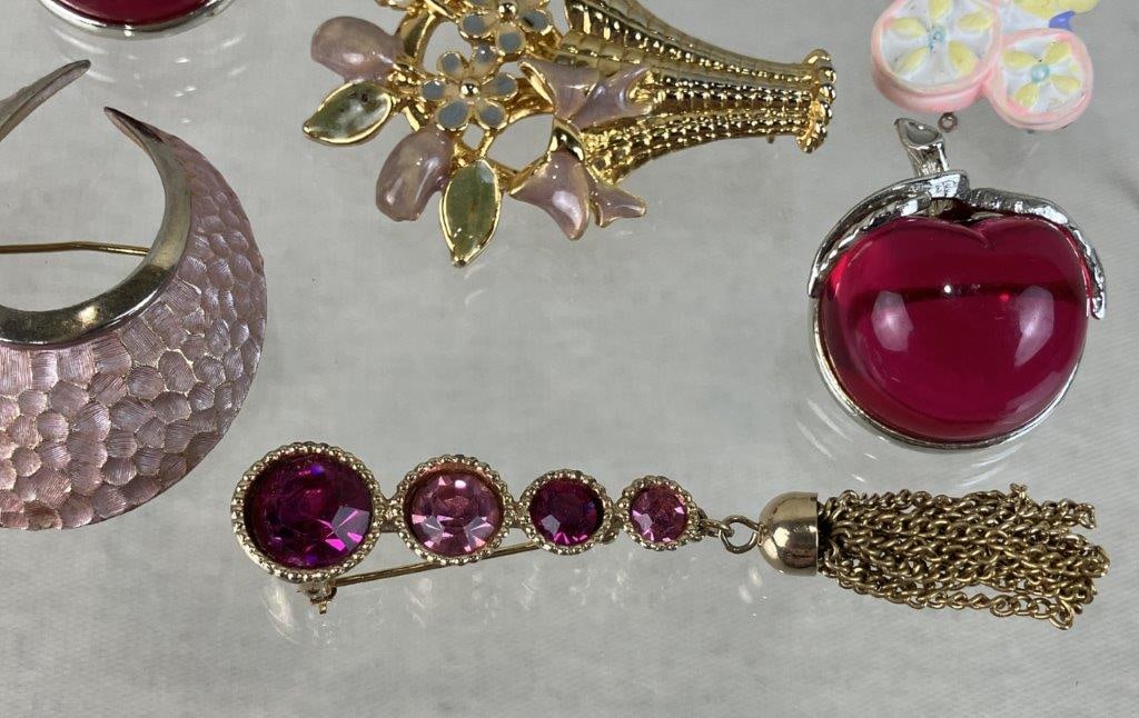 Pink Themed Costume Jewelry Assortment Including Sarah Coventry - 18