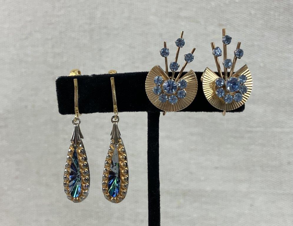 Blue and Gold-tone Jewelry Assortment Including Trifari and Sarah Coventry - 4