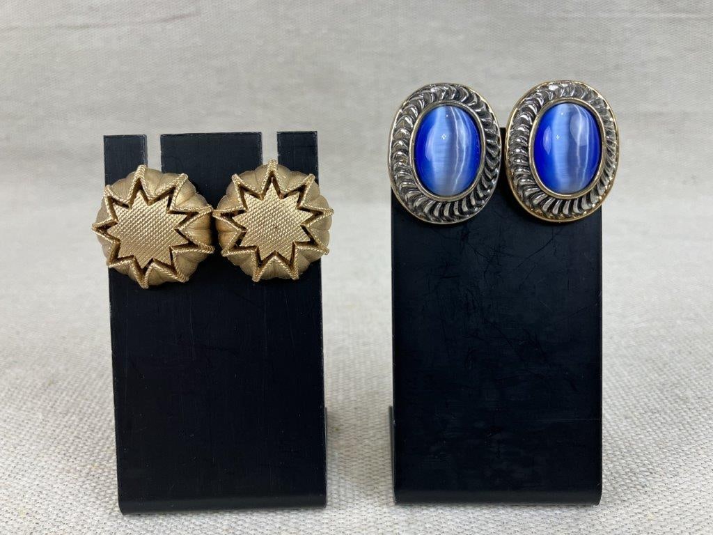 Blue and Gold-tone Jewelry Assortment Including Trifari and Sarah Coventry - 5