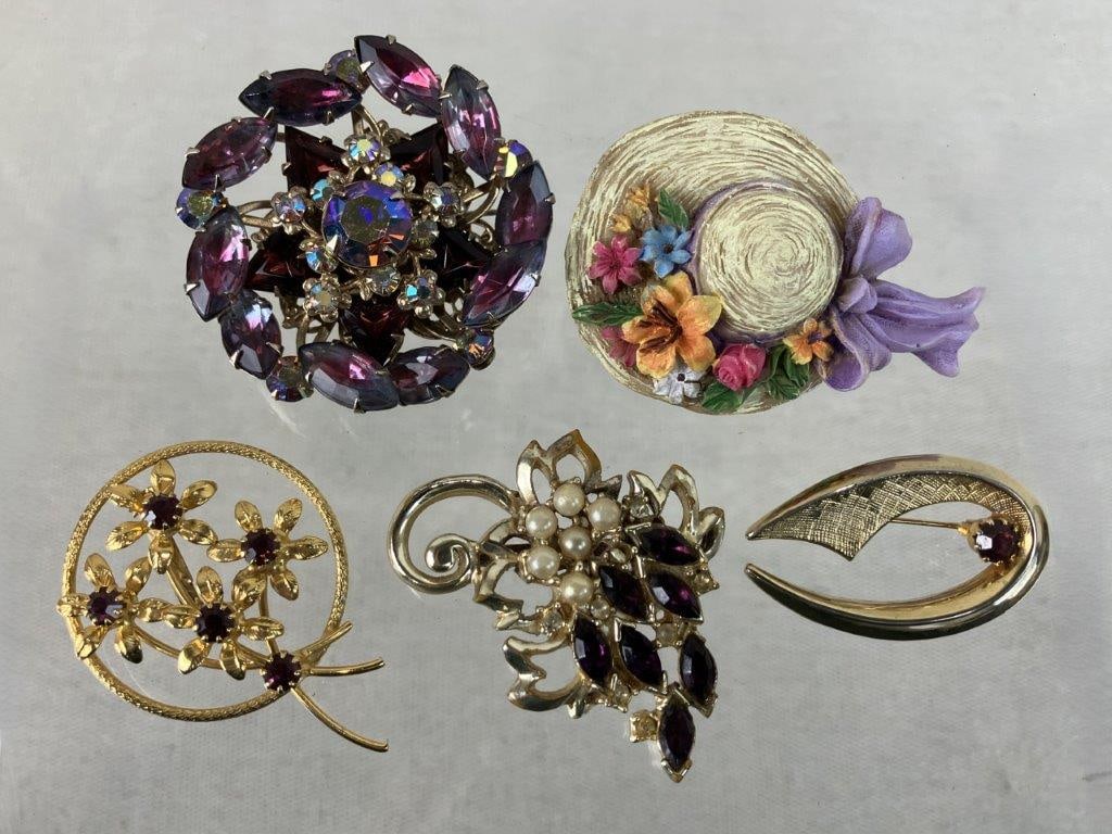 Assortment of Purple Tone Costume Jewelry Including Sarah Coventry - 13