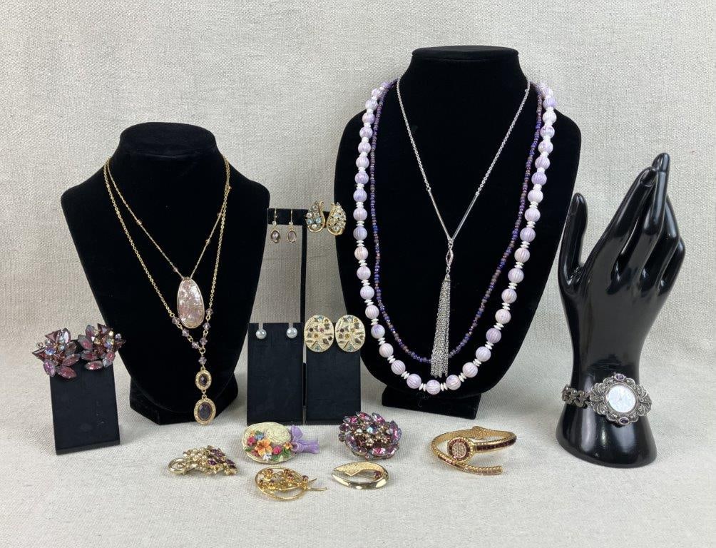 Assortment of Purple Tone Costume Jewelry Including Sarah Coventry (1 of 14)