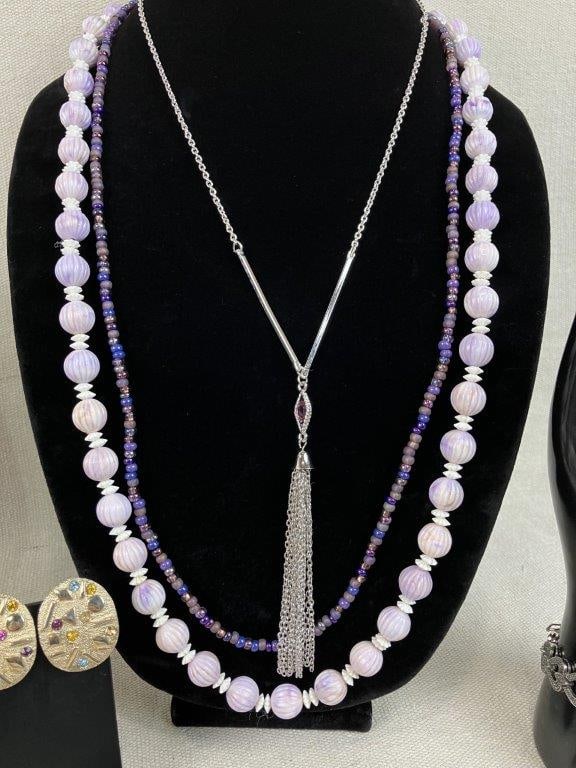 Assortment of Purple Tone Costume Jewelry Including Sarah Coventry - 4