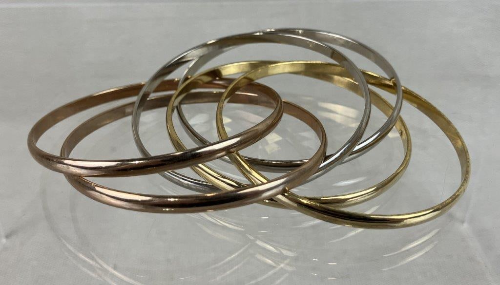 Mixed Metal Bangle Assortment - 3