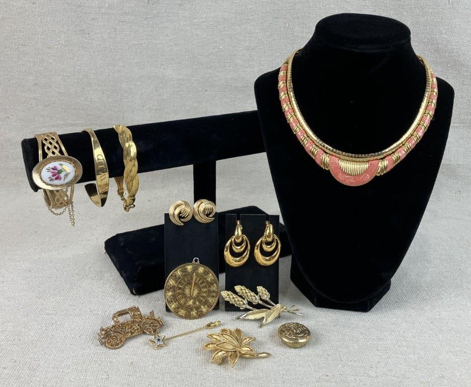 Gold-Tone Jewelry Assortment Including Trifari, Monet, and Avon (1 of 10)