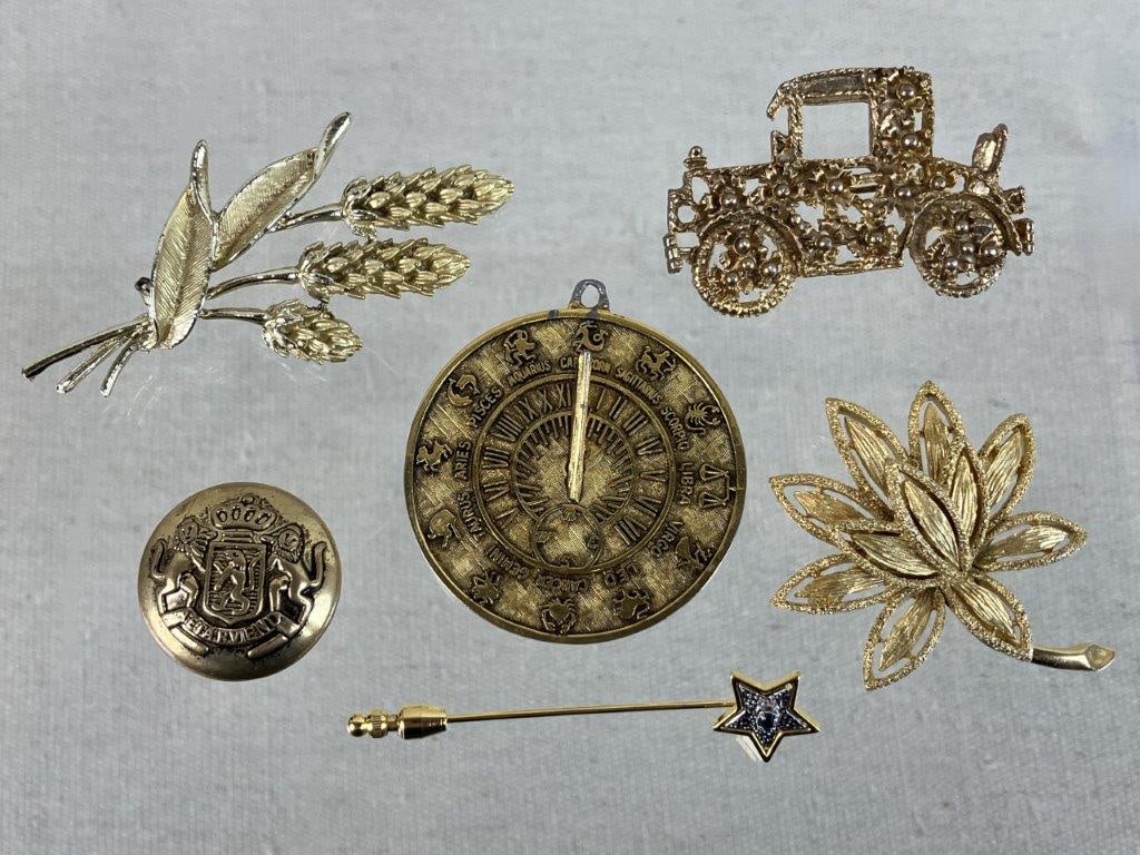 Gold-Tone Jewelry Assortment Including Trifari, Monet, and Avon - 7