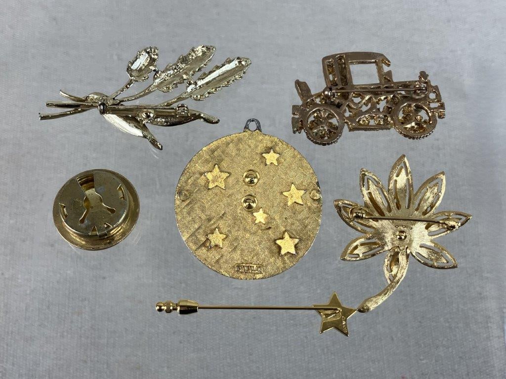 Gold-Tone Jewelry Assortment Including Trifari, Monet, and Avon - 8
