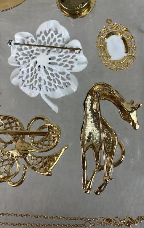 Assortment of Gold-tone Brooches Including Sarah Coventry and Monet - 12
