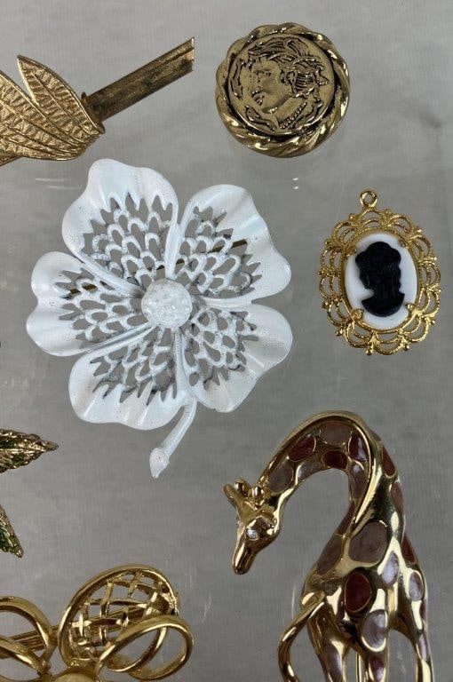 Assortment of Gold-tone Brooches Including Sarah Coventry and Monet - 5