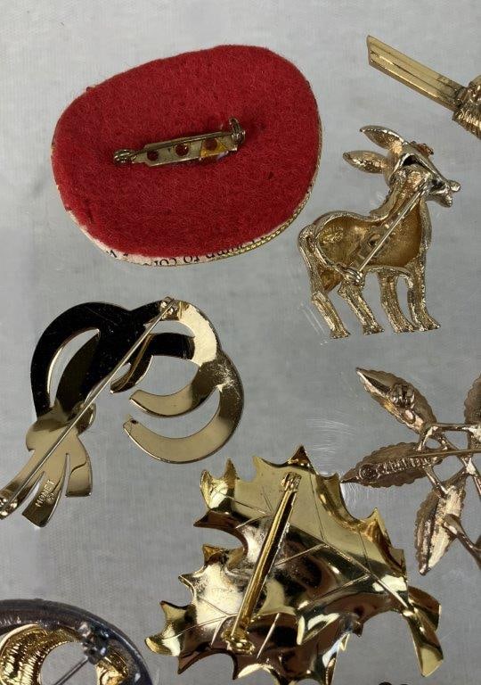 Assortment of Gold-tone Brooches Including Sarah Coventry and Monet - 9
