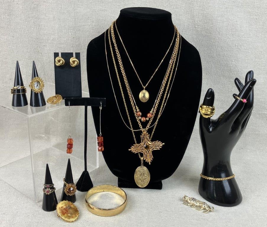 Vintage Gold-Tone Jewelry Assortment Including Sarah Coventry and Monet (1 of 19)