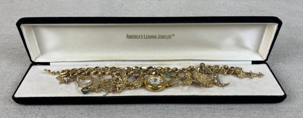 Kirks Folly Charm Bracelet Wrist Watch - 7