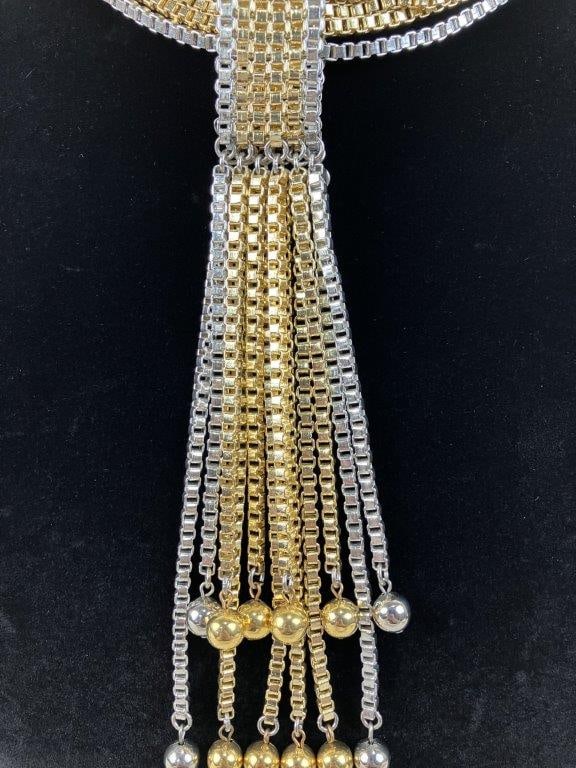 Vintage Gold Master Box Chain Tassel Necklace - 2