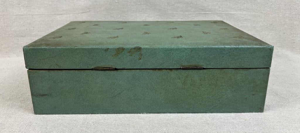 Green Tooled Leather Jewelry Box and Vintage Jewelry Assortment - 15