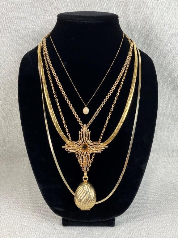 Assortment of Gold-tone Necklaces and Rings Including Avon and Sarah Coventry - 2