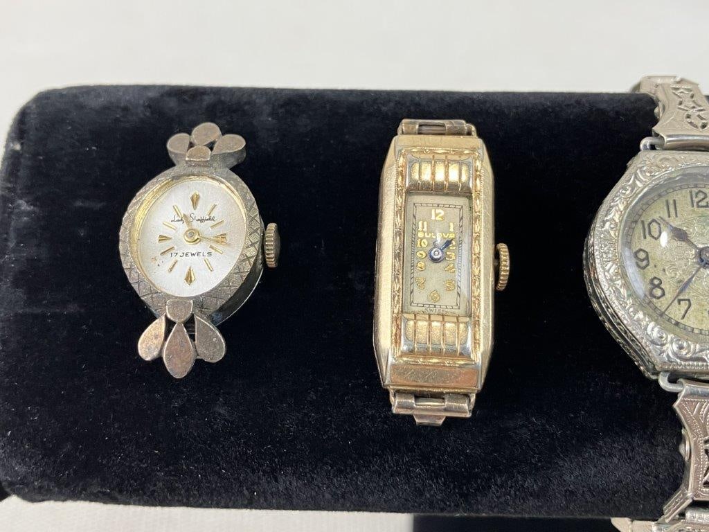 Luxury Wristwatch Assortment Including Bulova Art Deco and Langendorf - 4