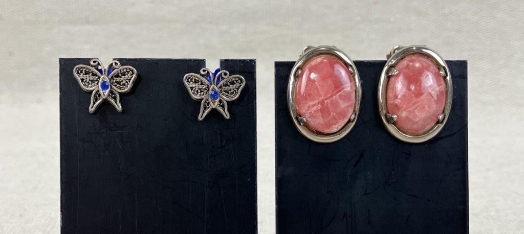 Assortment of Vintage Sterling Silver Earrings - 4