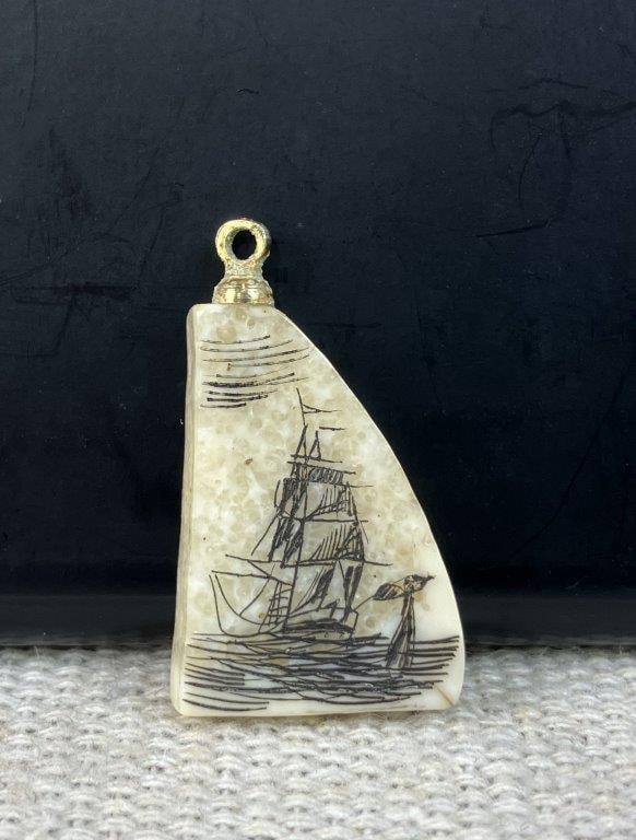 Scrimshaw Pendant with Sterling Silver Jewelry - 10