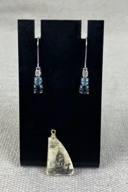 Scrimshaw Pendant with Sterling Silver Jewelry - 9