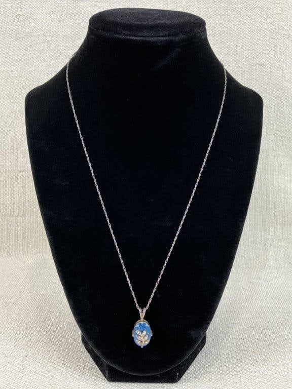 Avon Sterling Silver Blue Topaz Necklace and Earrings - 2