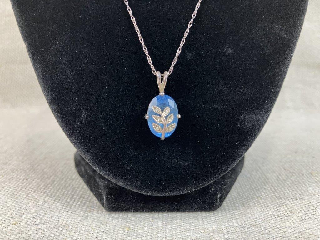 Avon Sterling Silver Blue Topaz Necklace and Earrings - 3