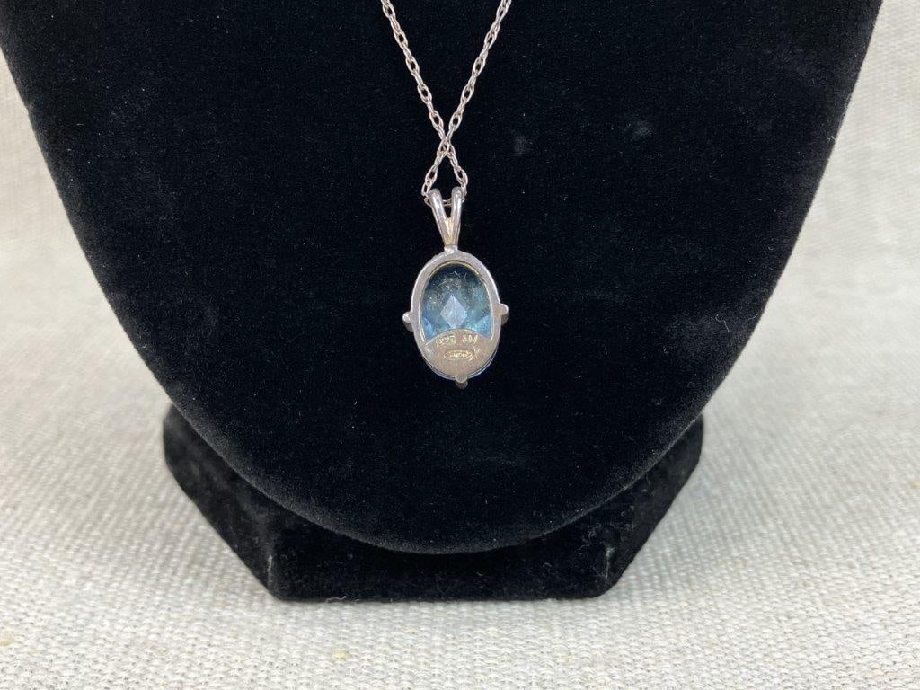 Avon Sterling Silver Blue Topaz Necklace and Earrings - 4