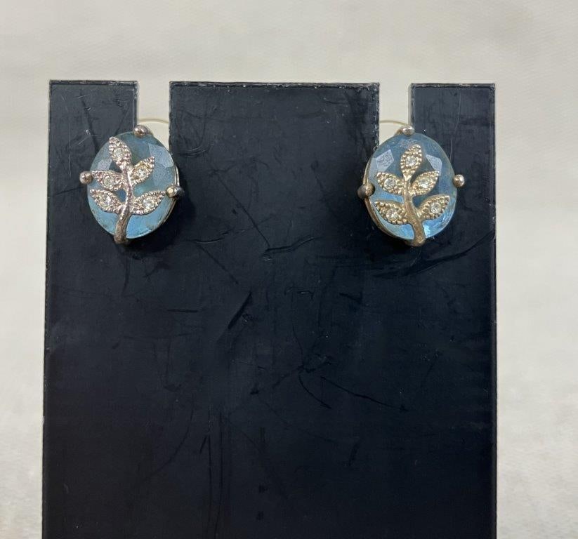 Avon Sterling Silver Blue Topaz Necklace and Earrings - 7