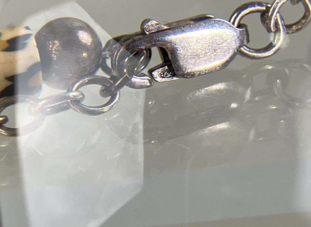 Sterling Silver and Animal Print Bead Necklace - 3