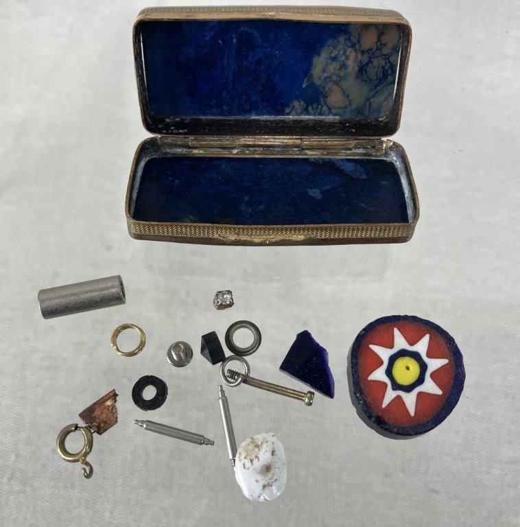Lapis Lazuli Pill Box and Vintage Compact Assortment - 8