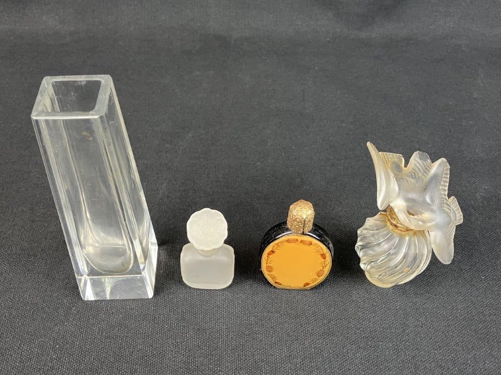 Vintage Perfume Bottles Including Lalique Art Glass - 2