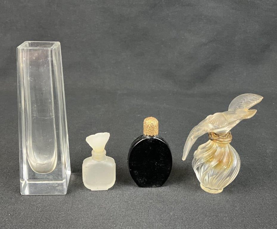 Vintage Perfume Bottles Including Lalique Art Glass - 4