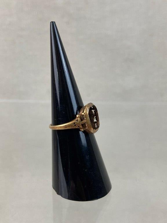 20th Century 18K Gold Ring with 14K Gold Charm - 5