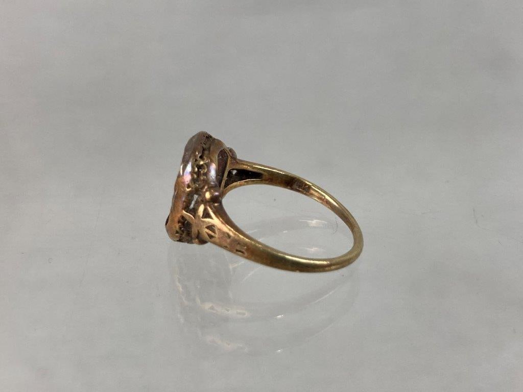 20th Century 18K Gold Ring with 14K Gold Charm - 6