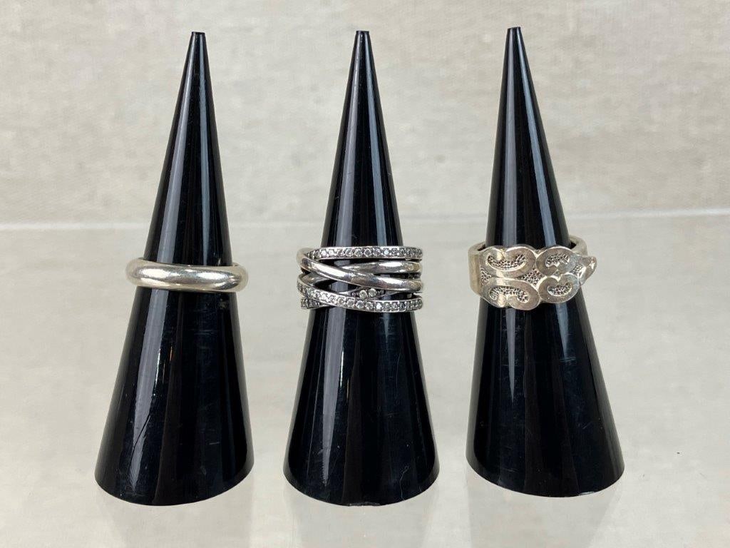 Two Sterling Silver Rings with Silver-tone Ring Including Pandora (1 of 6)