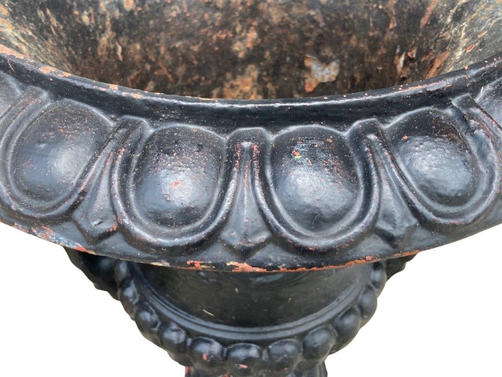Pair of Ornate Cast Iron Garden Urns - 3