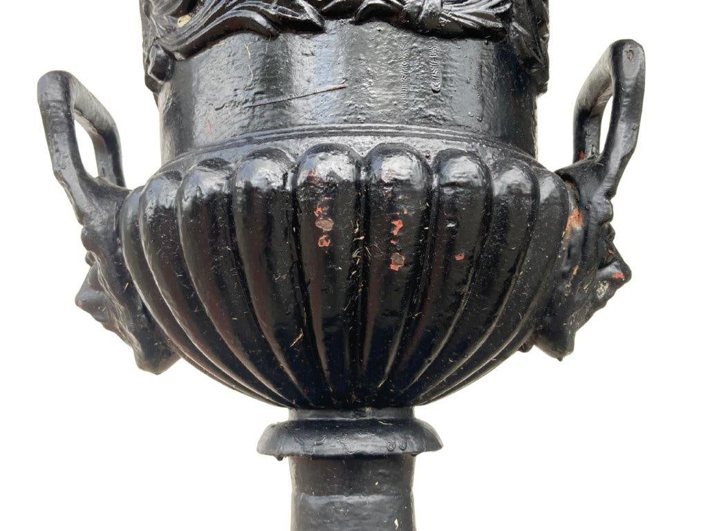 Pair of Ornate Cast Iron Garden Urns - 5