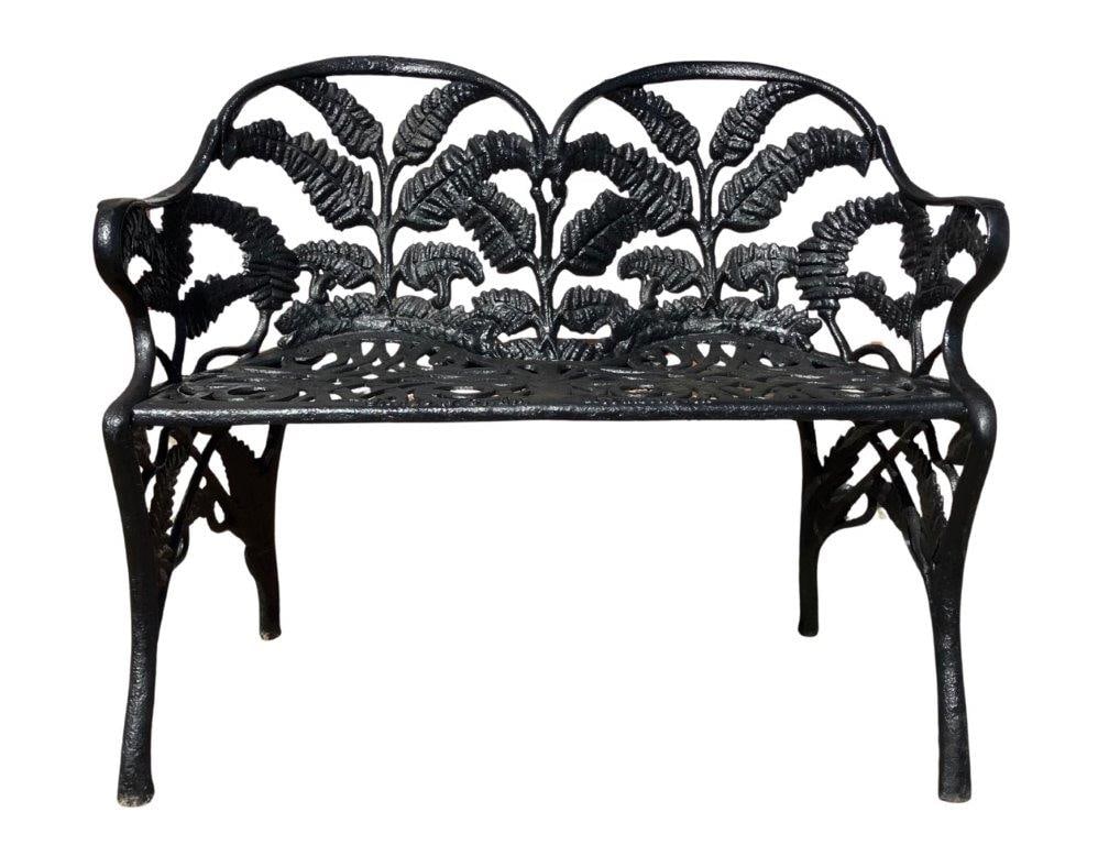 James W. Carr, Richmond, Virginia Cast-Iron Fern Pattern Bench Settee: A fine late 19th century cast-iron bench settee by James W. Carr of Richmond, Virginia, cast in four sections in the desirable fern pattern. The double-back form features rolled arms above a