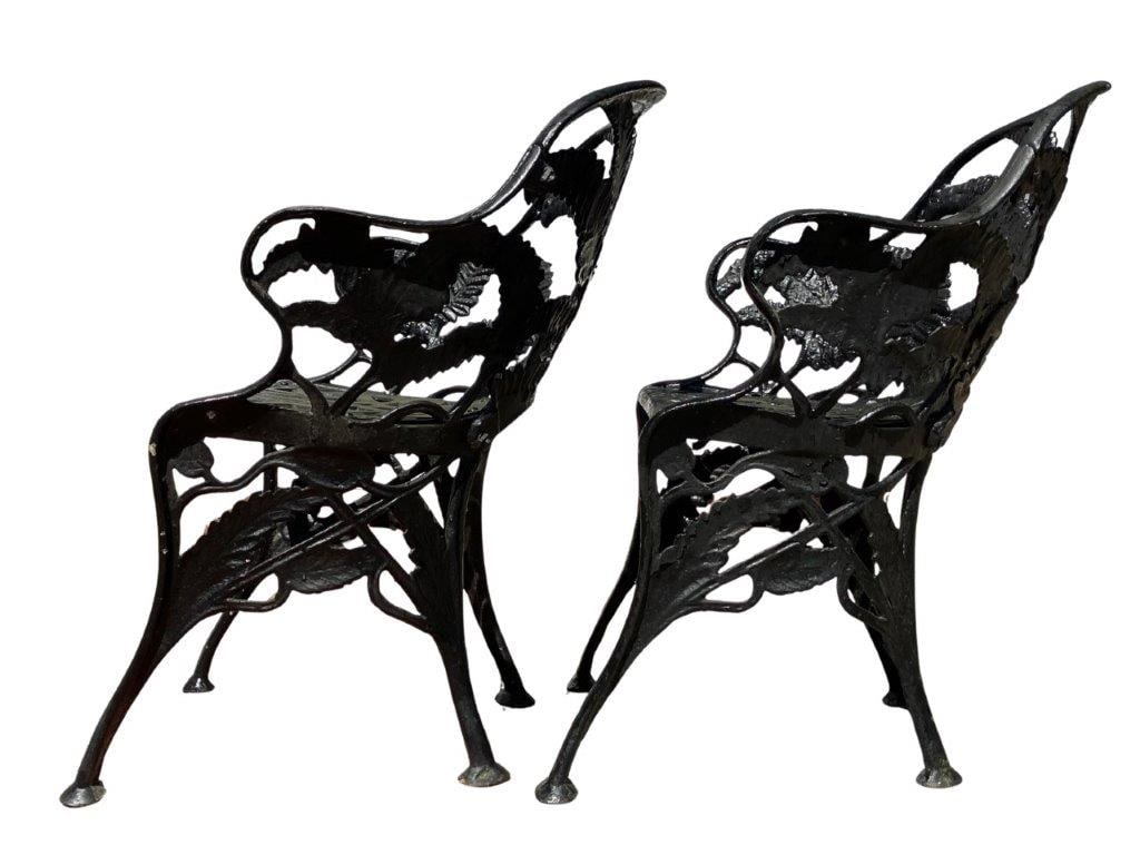 Pair of James W. Carr, Richmond, Virginia Cast-Iron Fern Pattern Arm Chairs - 7