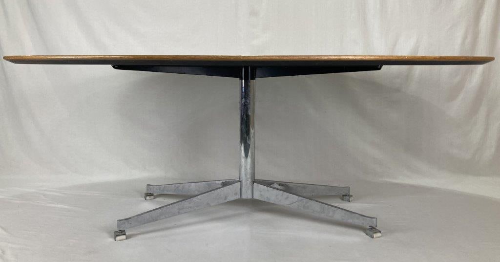 Florence Knoll X Base Burl Wood Dining Table - 3