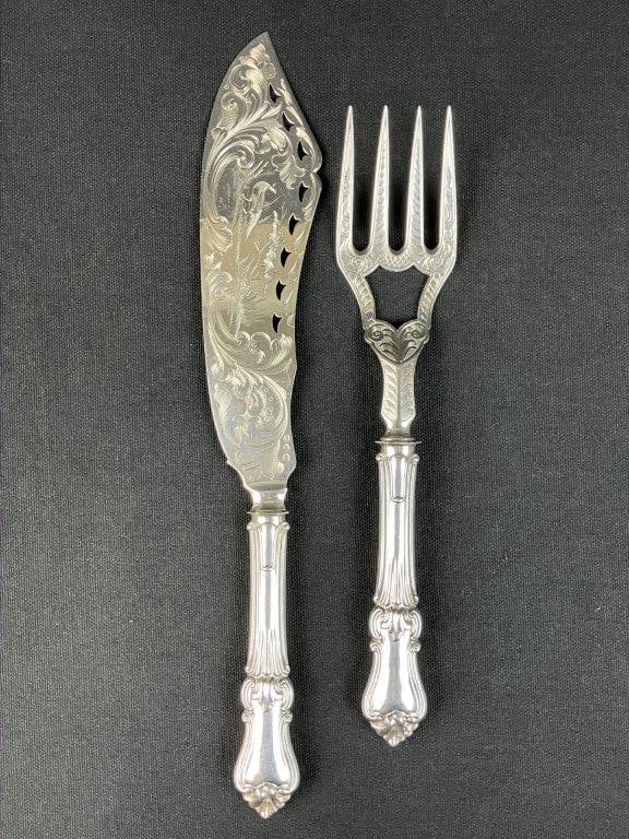 Albert Coles Coin Silver Fish Serving Set - 2