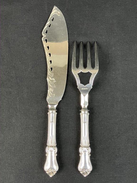 Albert Coles Coin Silver Fish Serving Set - 6