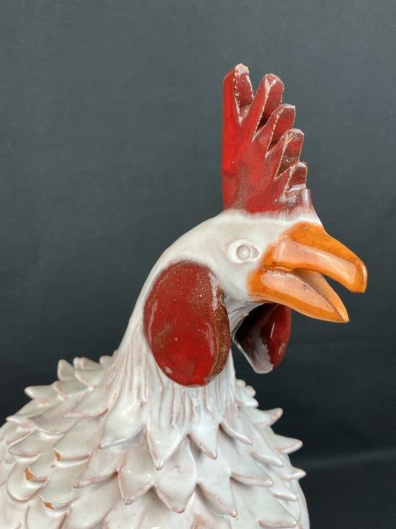 Charlie West Folk Art Pottery Rooster - 3